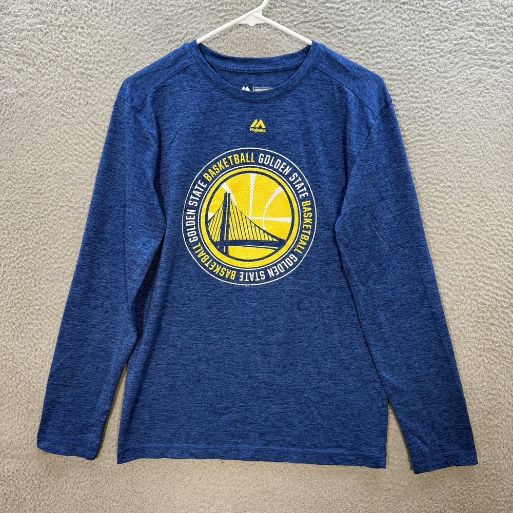 Golden State Warriors Shirt Adult Large Blue Performance Stretch Majestic NBA